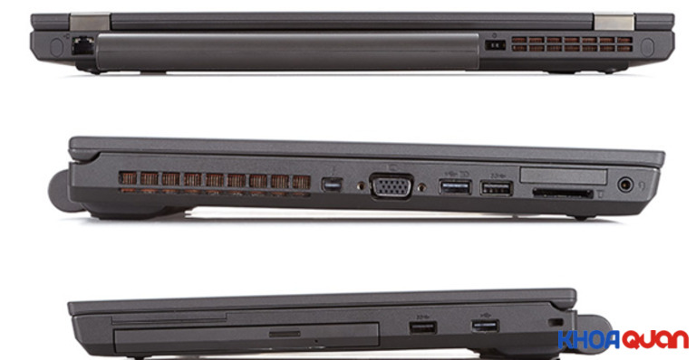 Hệ thống kết nối laptop lenovo thinkpad w540 trải đều ở hai bên cạnh trái phải và cạnh sau