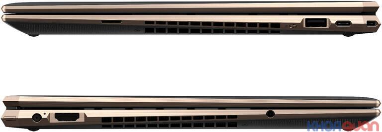 Các cổng kết nối được phân bồ đều trên hai cạnh laptop HP Spectre X360 15 2020 