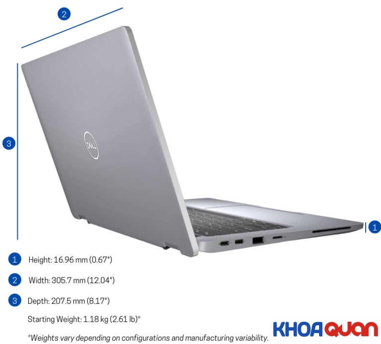 Laptop Dell Latitude 5320 2in1 được thiết kế hiện đại, trọng lượng siêu nhẹ