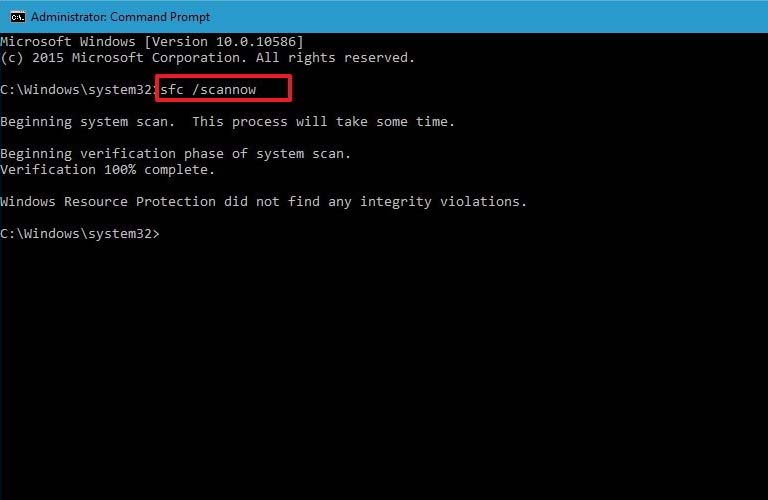 Nhập lệnh sfc /scannow &gt; vào giao diện của Command Prompt và nhấn Enter để khắc phục lỗi đơ laptop