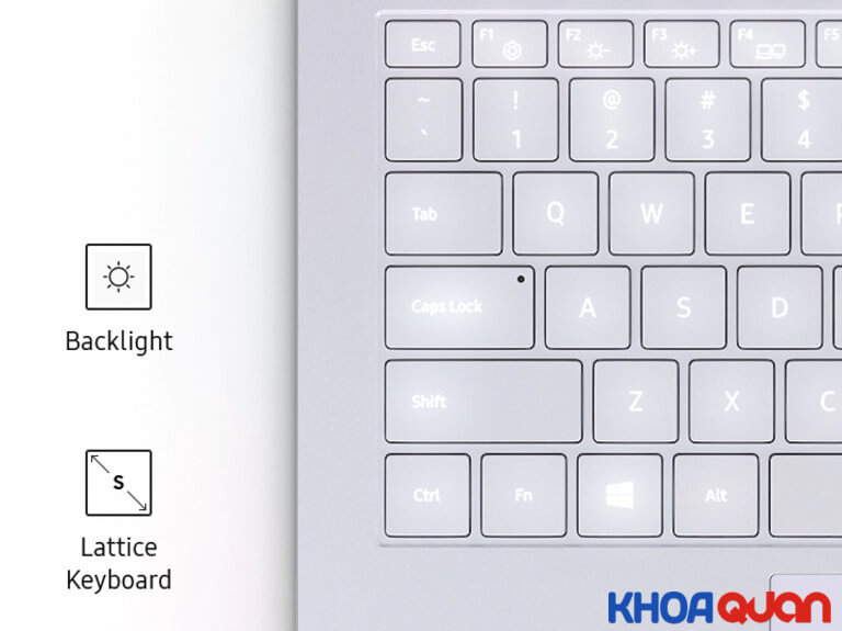 Bàn phím của Samsung Electronic NP930XCJ hỗ trợ đèn nền để sử dụng dễ dàng vào ban đêm